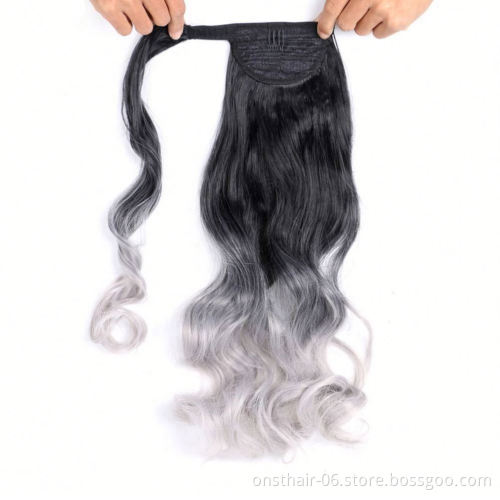 MYZYR Long Curly/Straight Clip in Hair Tail Nature False Ponytail Hairpiece With Hairpins Synthetic Ponytail Hair Extension